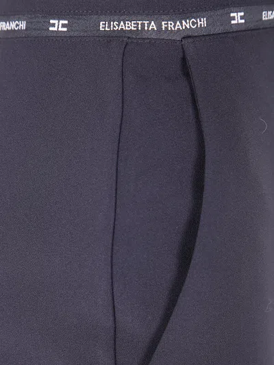 Elisabetta Franchi Logo-ribbon Midi Skirt In Blue