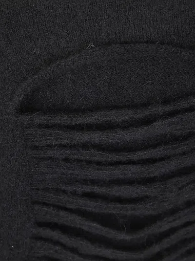 Rick Owens Ribbed-panel Long-sleeve Sweater In Black