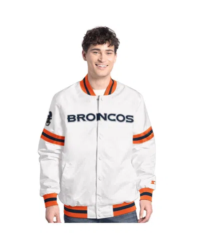 Starter Men'sâ White Denver Broncos Scout Full-snap Varsity Jacket In White