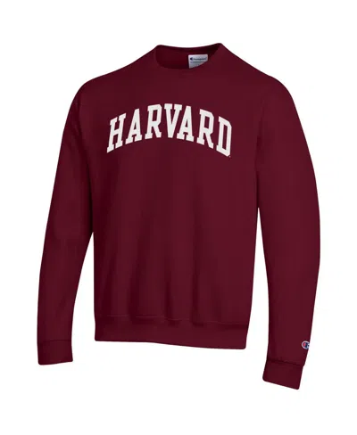 Champion Men's Crimson Harvard Crimson Basic Arch Fleece Pullover Sweatshirt In Brown