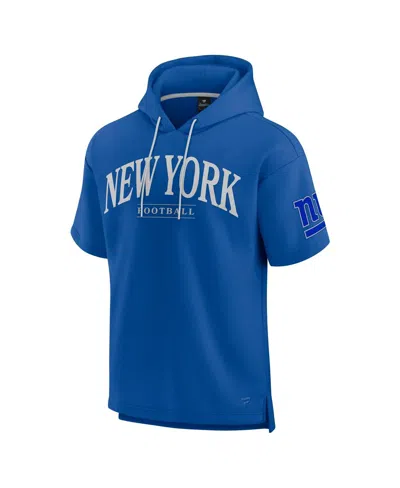 Fanatics Men's And Women's Royal New York Giants Elements Ready Short Sleeve Pullover Hoodie In Blue