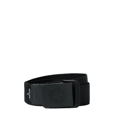 Stone Island Belt With Debossed Buckle And Leather Detail