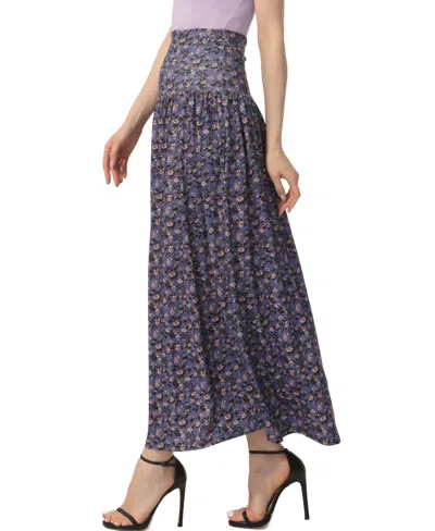 Kimi & Kai Tiered Maxi Skirt In Blue