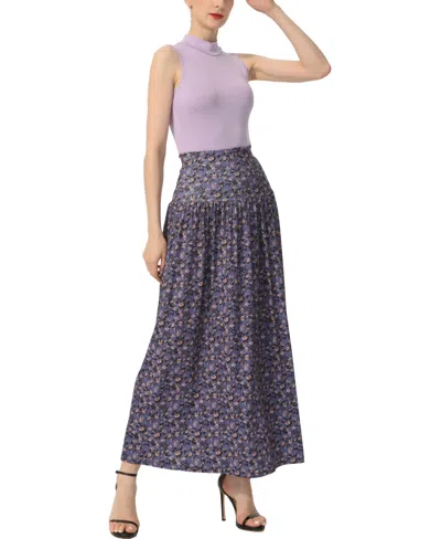 Kimi & Kai Tiered Maxi Skirt In Blue