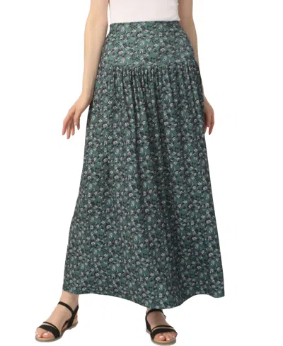 Kimi & Kai Women's Tiered Pull On Maxi Skirt In Green