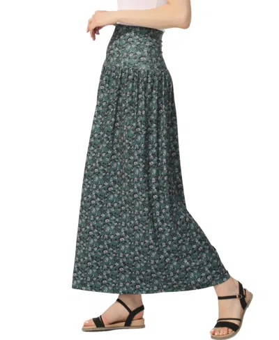 Kimi & Kai Women's Tiered Pull On Maxi Skirt In Green