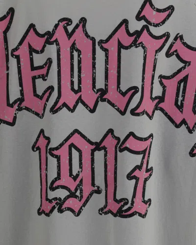 Balenciaga Beige Blackletter Script T-shirt In Gray