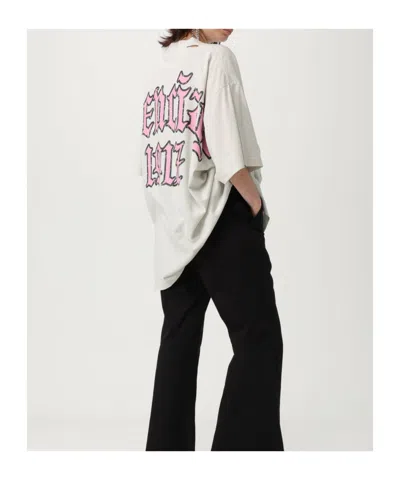 Balenciaga Beige Blackletter Script T-shirt In Gray