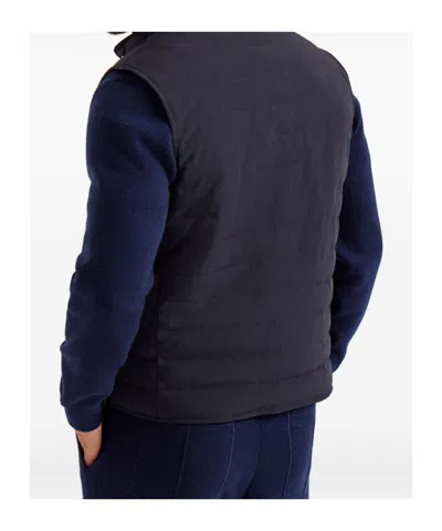 Brunello Cucinelli Quilted High Neck Sleeveless Jacket In Blue