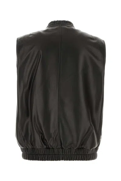 Versace Leather Jacket With Elasticated Hem And Front Pockets