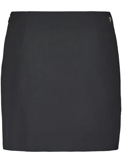 Dondup Tailored Wrap Skirt With Smooth Finish And Discreet Logo In Black