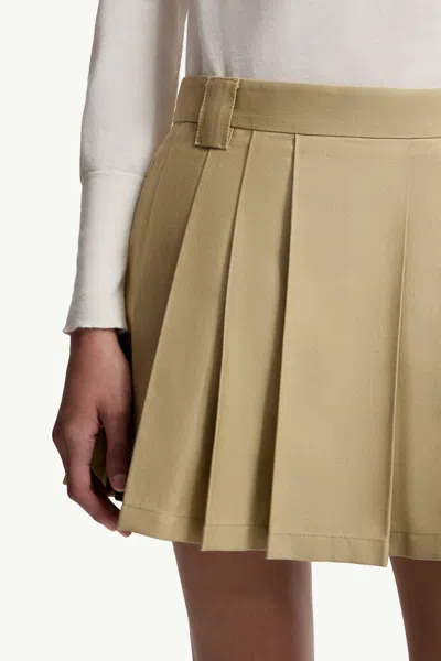 Moncler Pleated Cotton Blend Mini Skirt In Brown