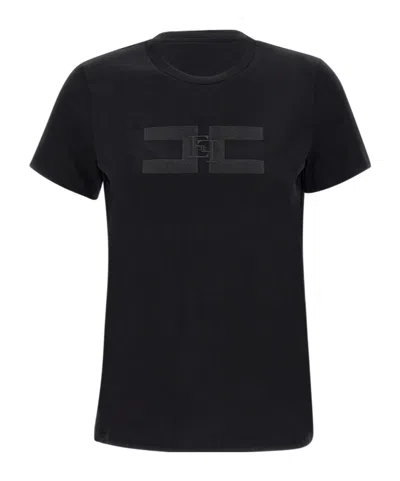 Elisabetta Franchi Logo-embroidered T-shirt In Black