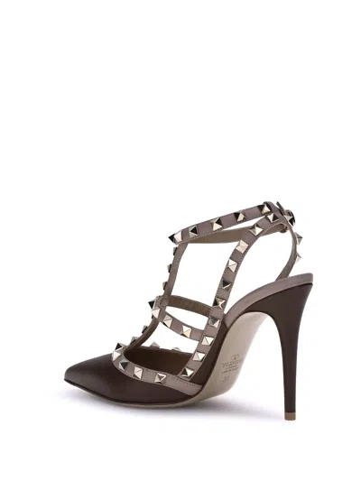 Valentino Garavani Rockstud Pointed Toe Pumps In Brown