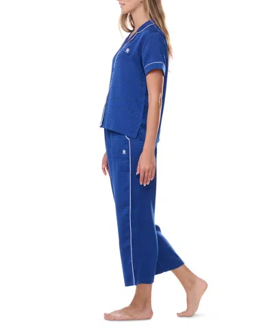 Tommy Hilfiger Women's 2pc Short Sleeve Notch Pajama Set