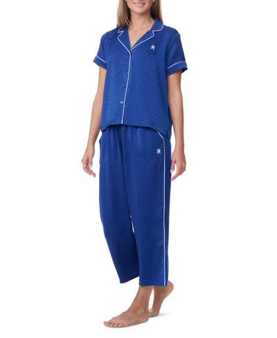 Tommy Hilfiger Women's 2pc Short Sleeve Notch Pajama Set