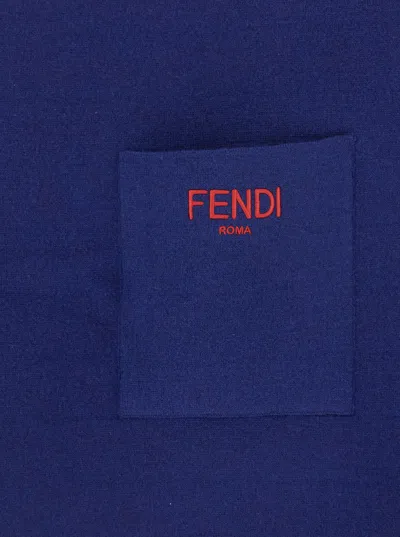 Fendi Ff-pattern Hooded Cape In Blue