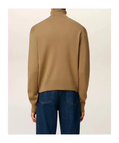 Ami Alexandre Mattiussi Brown Wool Ami De Coeur Turtle Neck Sweater Brown In Multi