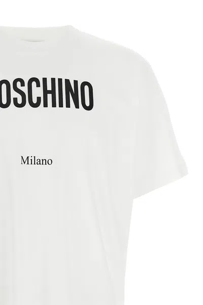 Moschino Cotton T-shirt With Contrasting Logo Detail In White
