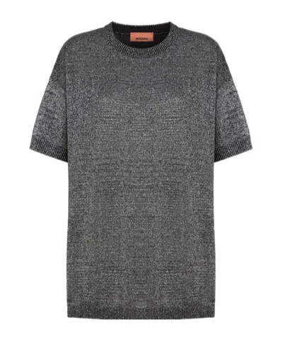 Missoni Metallic Crew Neck Knitwear T-shirt In Black