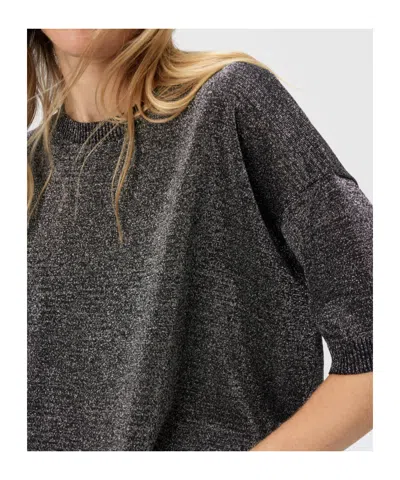Missoni Metallic Crew Neck Knitwear T-shirt In Black