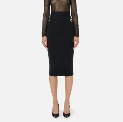 Elisabetta Franchi Skirt In Bi-elastic Fabric With Jewel Logo