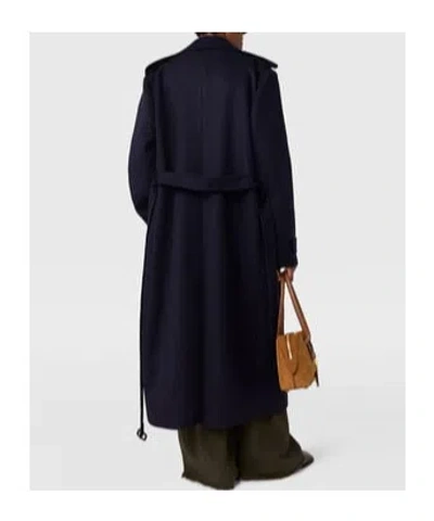 Stella Mccartney Double-breasted Wool Trench Coat In Blue