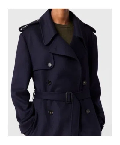 Stella Mccartney Double-breasted Wool Trench Coat In Blue