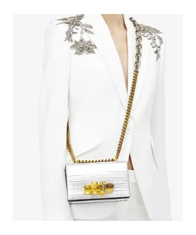 Alexander Mcqueen Women's Mini Jewelled Satchel In Silver