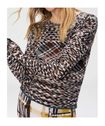 Missoni Crew Neck Sweater With Flame Pattern In Cashmere Blend