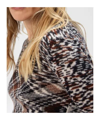 Missoni Crew Neck Sweater With Flame Pattern In Cashmere Blend