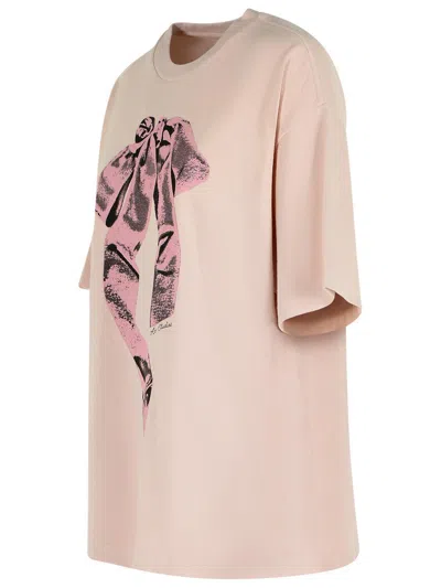 Acne Studios Crew Neck Graphic Print Oversized T-shirt In Pink