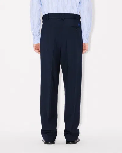 Kenzo Pleated Tailored Pants In Virgin Wool In Blue