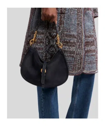 Etro Medium Pony Shoulder Bag In Black