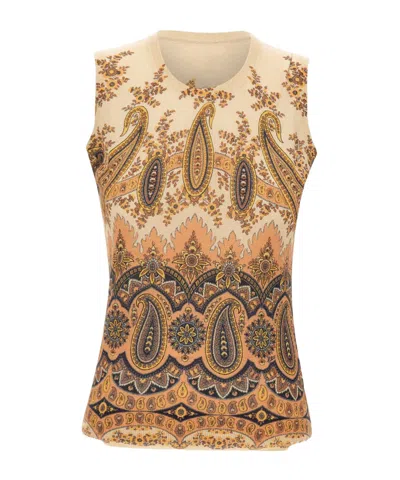Etro Paisley Print Sleeveless Top In Brown