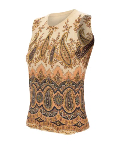 Etro Paisley Print Sleeveless Top In Brown