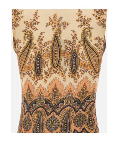 Etro Paisley Print Sleeveless Top In Brown