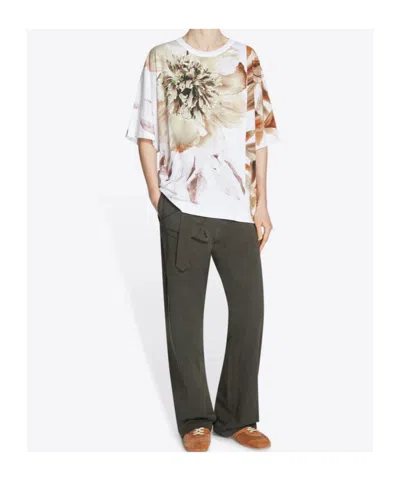 Dries Van Noten Floral Print Round Neck Short Sleeve Top In Multi