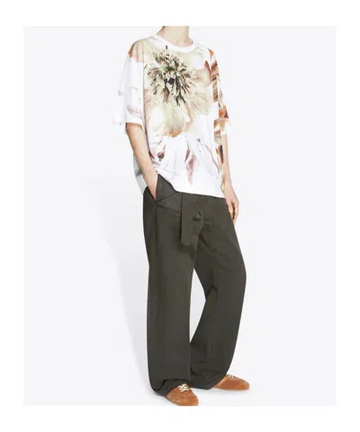Dries Van Noten Floral Print Round Neck Short Sleeve Top In Multi