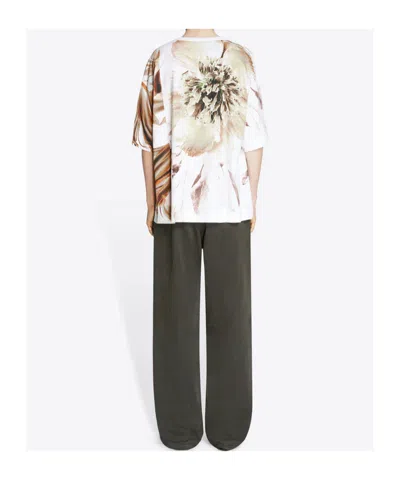 Dries Van Noten Floral Print Round Neck Short Sleeve Top In Multi