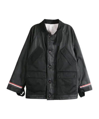Thom Browne Panelled Buttoned Jacket In Black