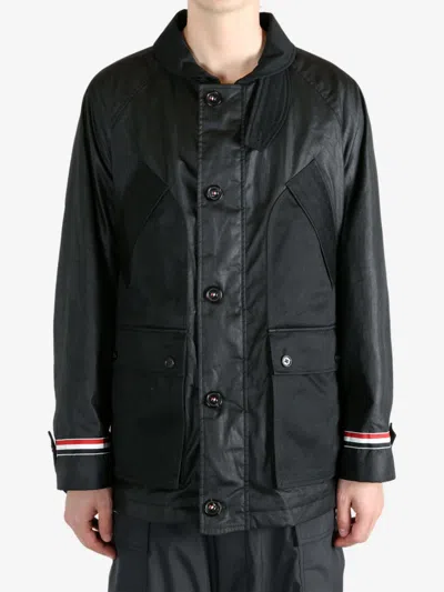 Thom Browne Panelled Buttoned Jacket In Black