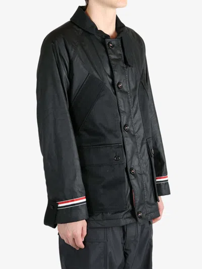 Thom Browne Panelled Buttoned Jacket In Black