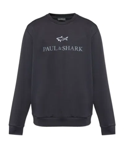 Paul & Shark Shark-logo Cotton Sweatshirt In Blue