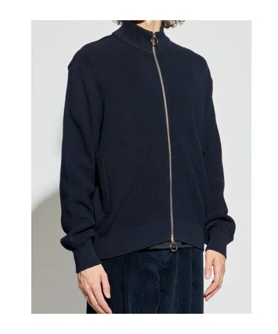 Paul & Shark Ribbed Zip-up High-neck Cardigan Clothing In Blue