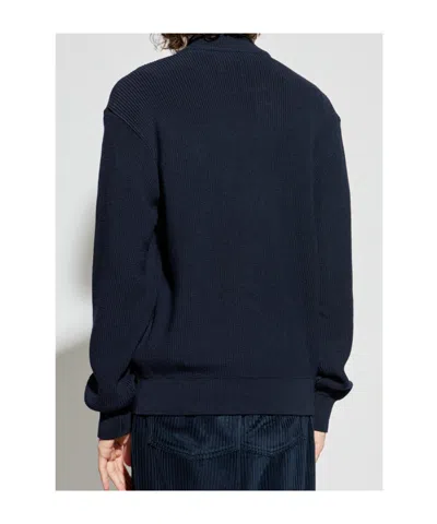 Paul & Shark Ribbed Zip-up High-neck Cardigan Clothing In Blue