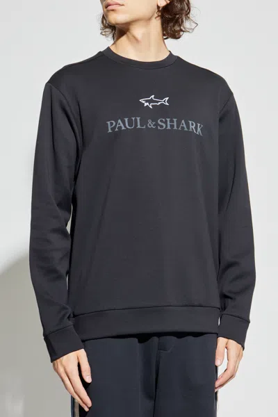 Paul & Shark Shark-logo Cotton Sweatshirt In Blue