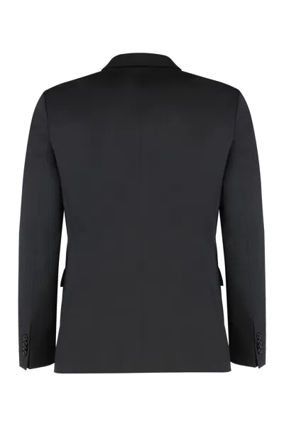 Hugo Boss Boss Double-breasted Wool Blend Jacket In Black