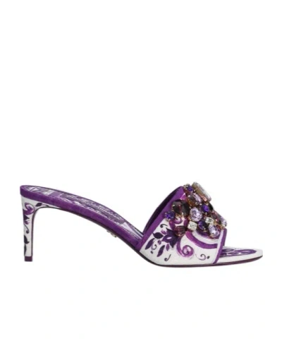 Dolce & Gabbana Brocade Mules With Jewel Embroidery