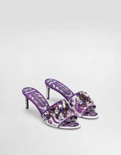 Dolce & Gabbana Brocade Mules With Jewel Embroidery